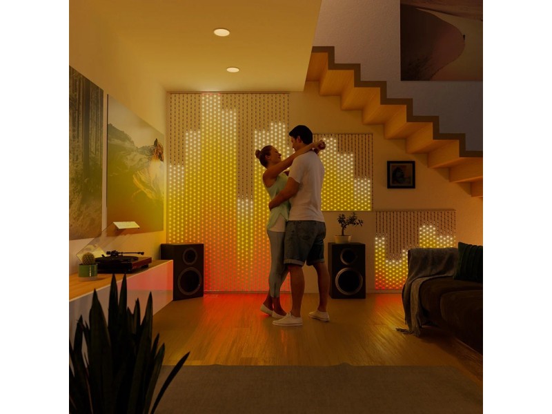 Twinkly Matrix - 500 RGB LED Pearl-shaped lights, clear wire, 1.7x7.8ft F-plug type