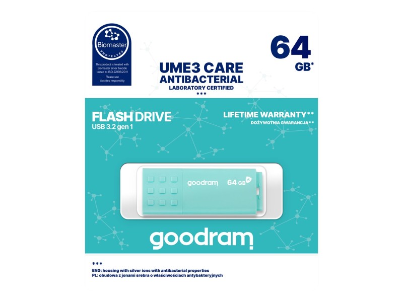 Goodram UME3 USB flash drive 64 GB USB Type-A 3.2 Gen 1 (3.1 Gen 1) Turquoise