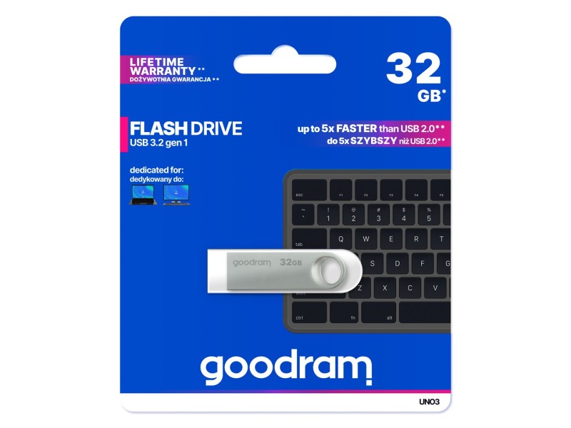 Goodram USB UNO3-0320S0R11 USB flash drive 32 GB USB Type-A 3.2 Gen 1 (3.1 Gen 1) Silver Goodram USB UNO3-0320S0R11 USB flash drive 32 GB USB Type-A 3.2 Gen 1 (3.1 Gen 1) Silver