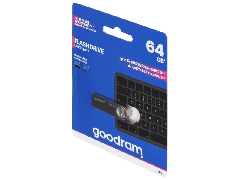 Goodram USB UNO3-0640S0R11 USB flash drive 64 GB USB Type-A 3.2 Gen 1 (3.1 Gen 1) Silver