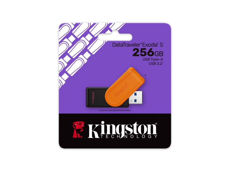 Kingston Technology DataTraveler 256GB Portable USB 3.2 Gen 1 Exodia S (Black/Orange)