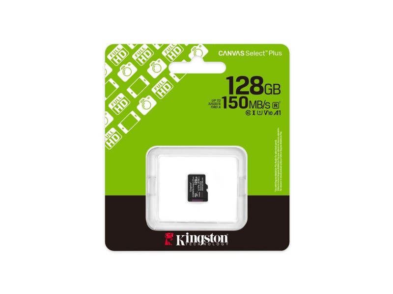 Kingston Technology 128GB micSDXC Canvas Select Plus Gen3 150R A1 Single Pack w/o ADP