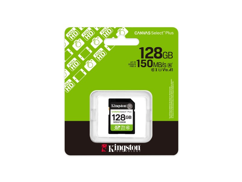 Kingston Technology 128GB SDXC Canvas Select Plus Gen3 150MB/s C10 UHS-I U1 V10
