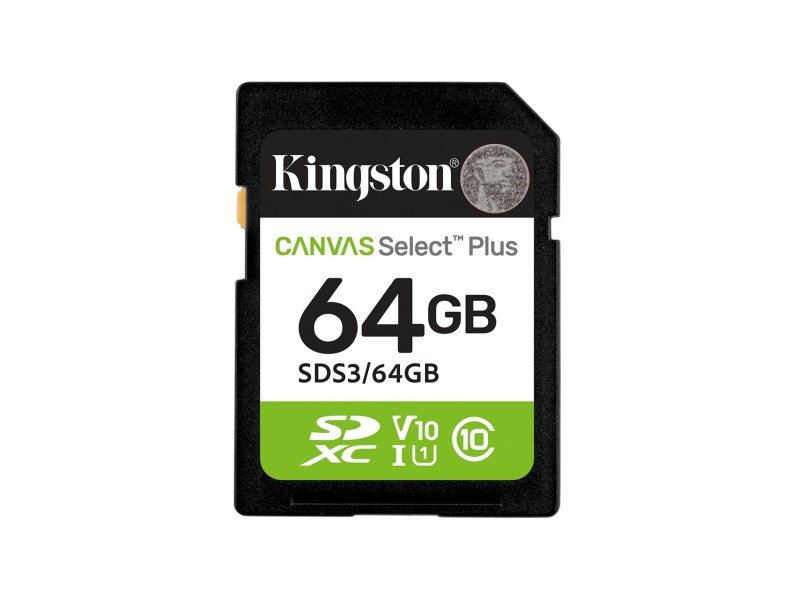 Kingston Technology 64GB SDXC Canvas Select Plus Gen3 100MB/s C10 UHS-I U1 V10