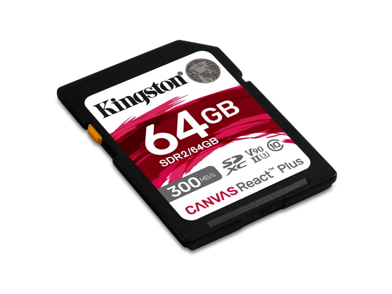 Kingston Technology 64GB Canvas React Plus SDXC UHS-II 300R/260W U3 V90 for Full HD/4K/8K