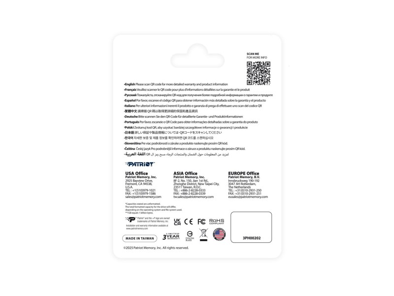 Patriot Memory Tab T560 64GB USB flash drive Dual USB 120MB/s (PS64GT560DS5D) Silver