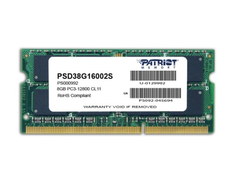 Patriot Memory 8GB PC3-12800 memory module 1 x 8 GB DDR3 1600 MHz