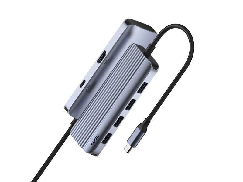 Cudy UH500 interface hub USB 3.2 Gen 1 (3.1 Gen 1) Type-C 5000 Mbit/s Grey, Silver