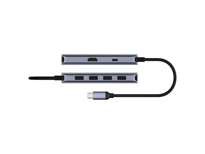 Cudy UH500 interface hub USB 3.2 Gen 1 (3.1 Gen 1) Type-C 5000 Mbit/s Grey, Silver
