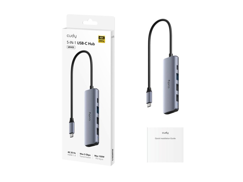 CUDY UH405 5-IN-1 USB-C Hub with HDMI 4K