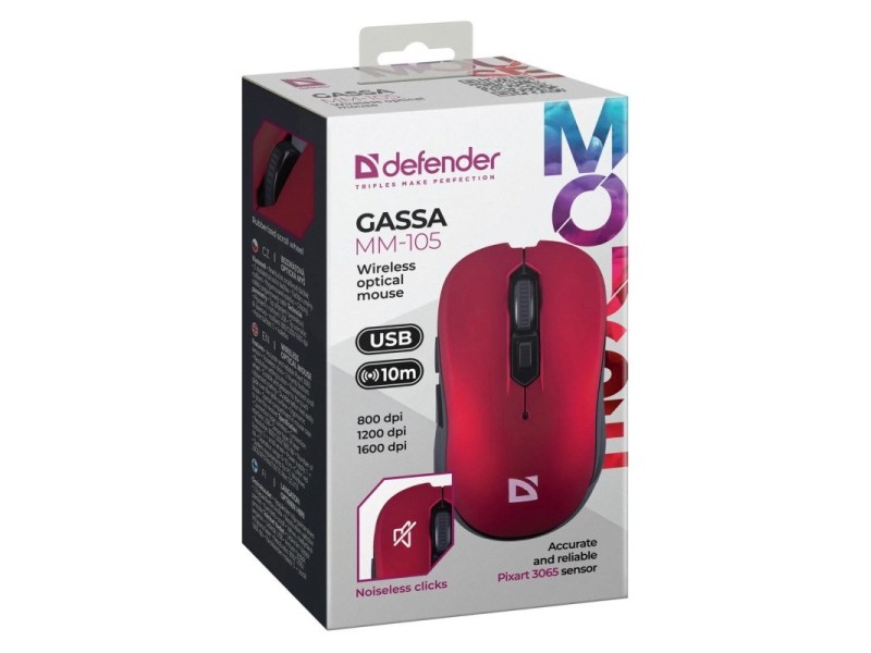 MOUSE DEFENDER GASSA MM-105 RF SILENT RED