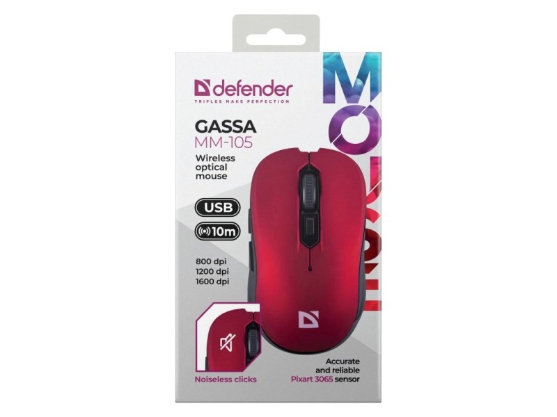 MOUSE DEFENDER GASSA MM-105 RF SILENT RED