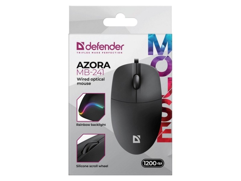 WIRED MOUSE DEFENDER AZORA MB-241 RF BLACK 1200dpi 3P