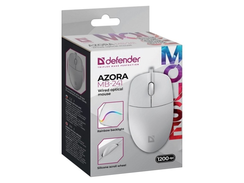 WIRED MOUSE DEFENDER AZORA MB-241 RF WHITE 1200dpi 3P