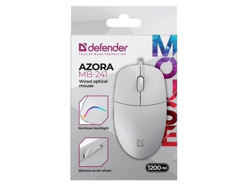 WIRED MOUSE DEFENDER AZORA MB-241 RF WHITE 1200dpi 3P