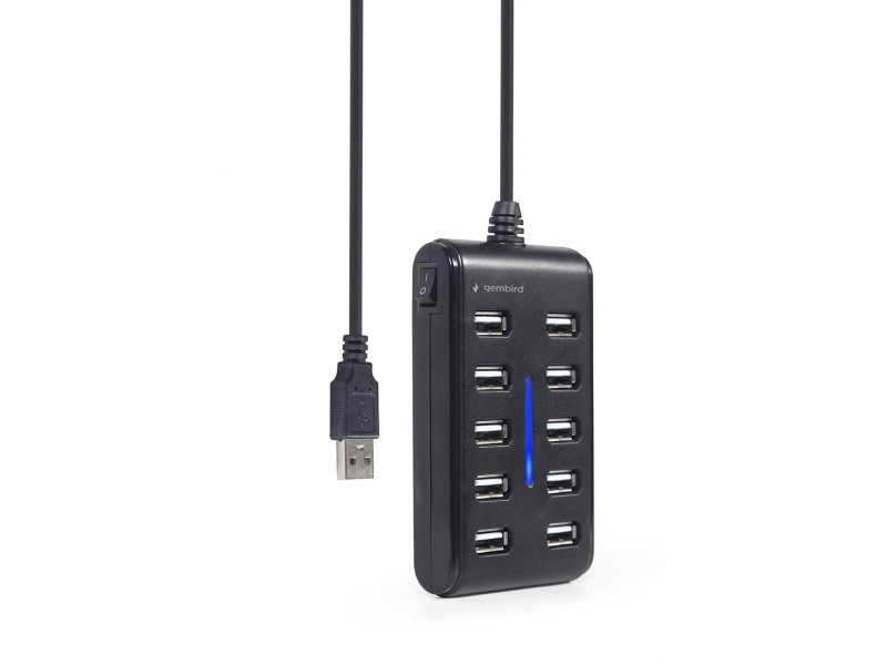 Gembird UHB-U2P10P-01 10-port USB 2.0 hub, black