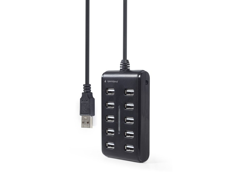 Gembird UHB-U2P10P-01 10-port USB 2.0 hub, black