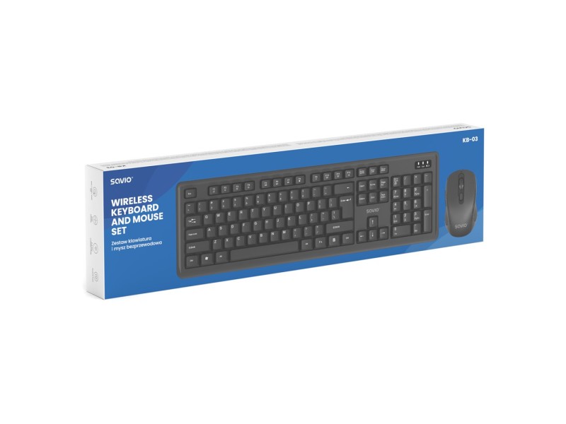 Savio KB-03 keyboard Mouse included Home/Office USB QWERTY US English Black