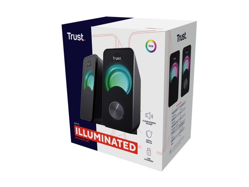 Trust Arys - RGB LED illuminated 2.0 speaker set (black)