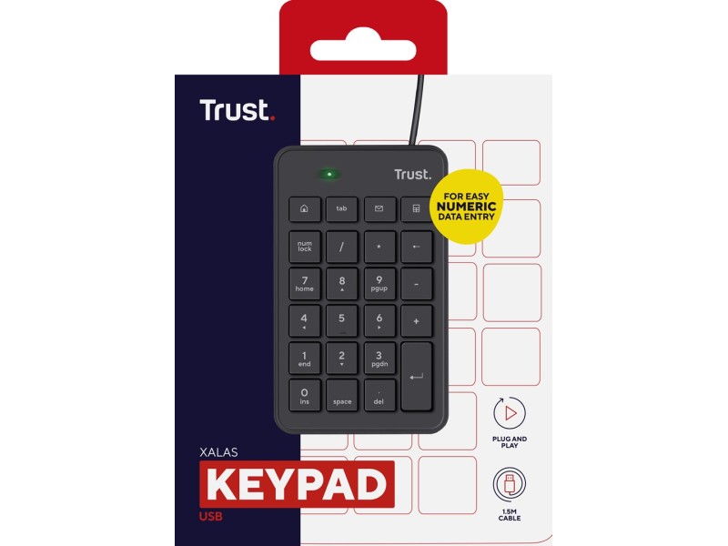 Trust 22221 numeric keypad Laptop/PC USB Black