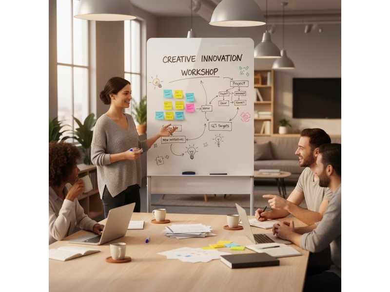 Ergo Office mobile dry erase board, vertical orientation, white, single sided, with shelf, board dimensions 1190x790mm, ER-305