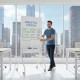 Ergo Office mobile dry erase board, vertical orientation, white, single sided, with shelf, board dimensions 1190x790mm, ER-305