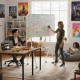 Ergo Office mobile dry erase board, horizontal orientation, white, single sided, with shelf, board dimensions 1190x790mm, ER-306