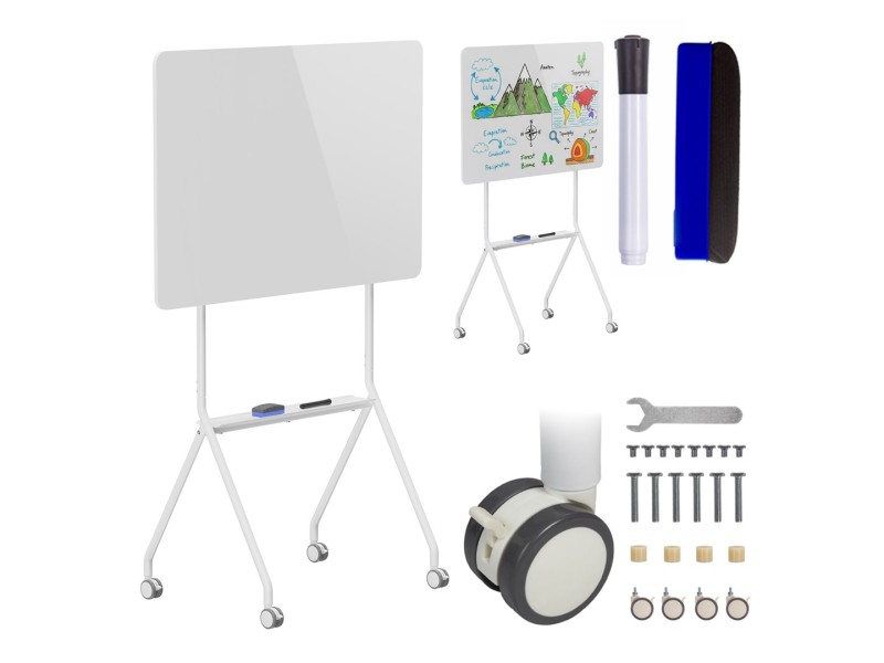 Ergo Office mobile dry erase board, horizontal orientation, white, single sided, with shelf, board dimensions 1190x790mm, ER-306