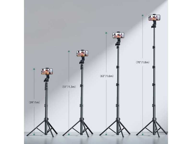 Ugreen selfie stick with stand and remote control LP680 1.8m (black)