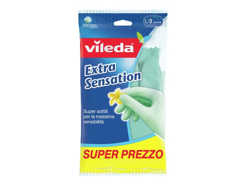 Vileda Extra Sensation Household gloves Green Cotton, Latex 1 pc(s)