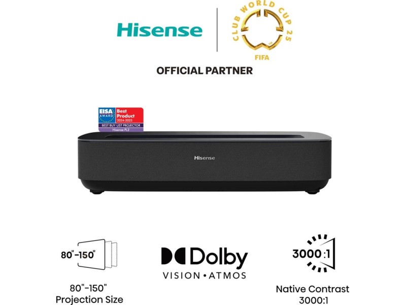 Hisense Laser TV PL2 Ultra short throw projector 2700 ANSI lumens DLP UHD 4K (3840x2160) 3D Black Hisense Laser TV PL2 Ultra short throw projector 2700 ANSI lumens DLP UHD 4K (3840x2160) 3D Black