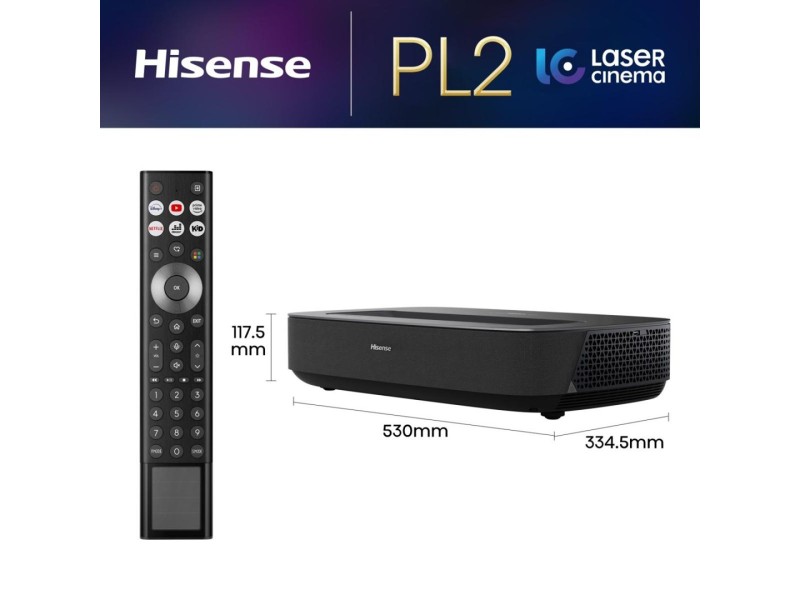 Hisense Laser TV PL2 Ultra short throw projector 2700 ANSI lumens DLP UHD 4K (3840x2160) 3D Black Hisense Laser TV PL2 Ultra short throw projector 2700 ANSI lumens DLP UHD 4K (3840x2160) 3D Black