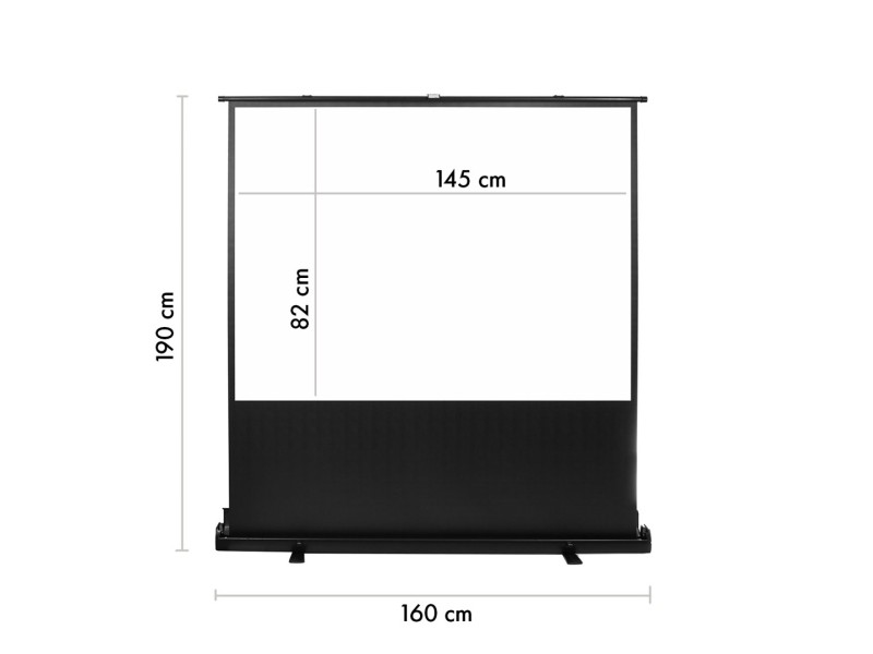 Maclean portable projection screen, compact, floor, 66
