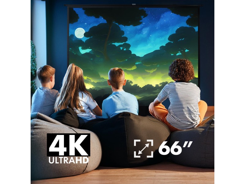 Maclean portable projection screen, compact, floor, 66