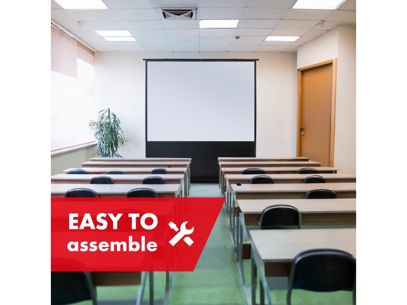 Maclean portable projection screen, compact, floor, 66