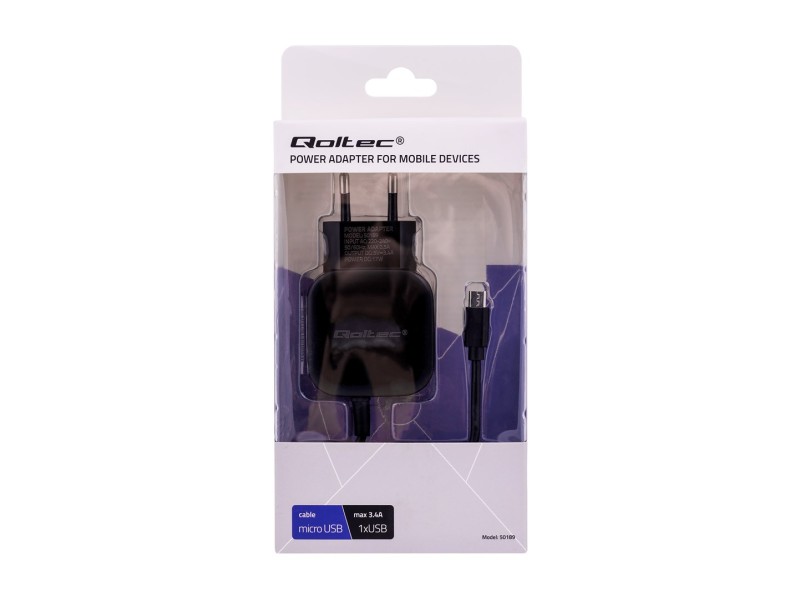 Qoltec 50189 mobile device charger Indoor Black