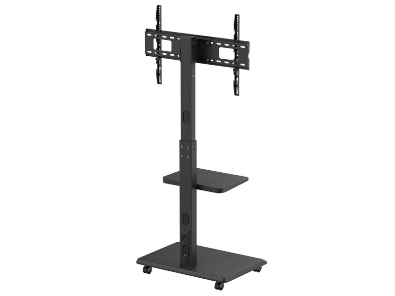 Stand / cart for TV Ergo-Office, max. load 50kg / 5kg shelf, max. VESA 600x400, built-in power strip, black, ER-304 B