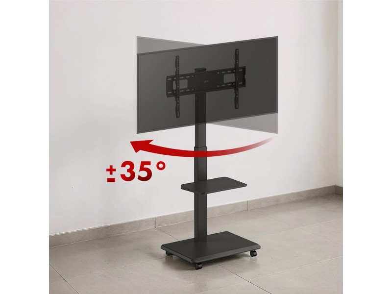Stand / cart for TV Ergo-Office, max. load 50kg / 5kg shelf, max. VESA 600x400, built-in power strip, black, ER-304 B