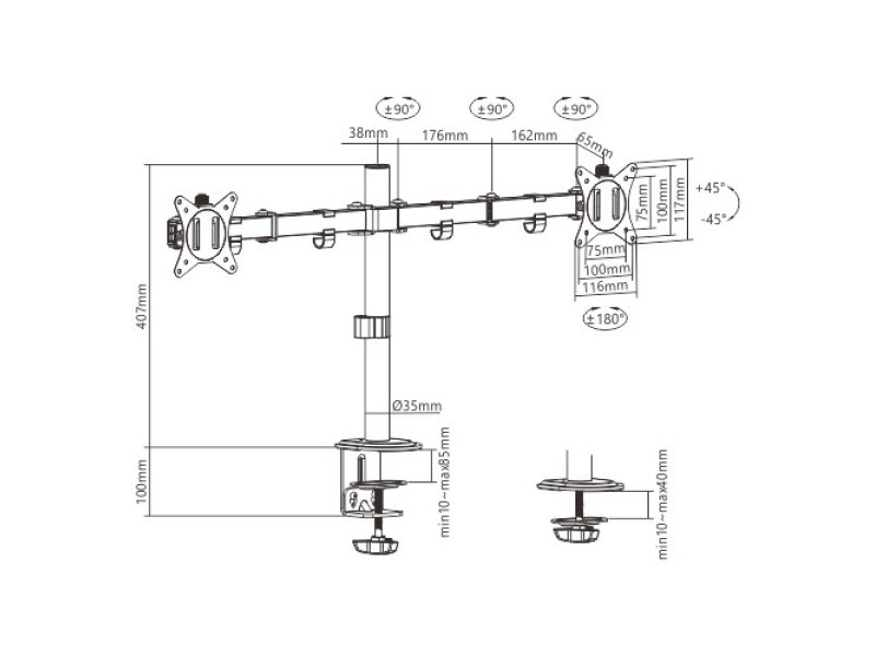 Gembird MA-D2-01 monitor mount / stand 81.3 cm (32