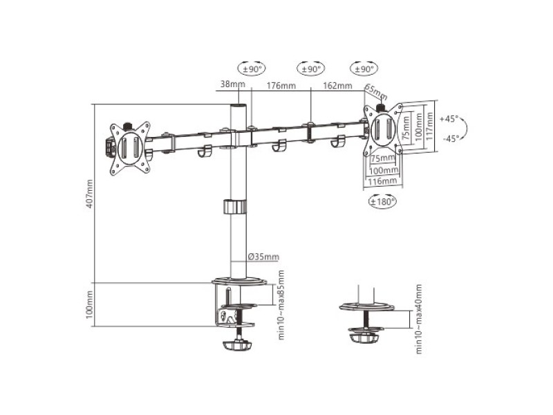 Gembird MA-D2-01 monitor mount / stand 81.3 cm (32