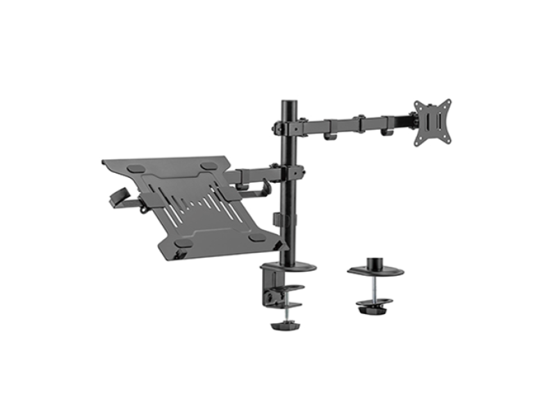 Gembird MA-DA-03 Adjustable desk mount with monitor arm and notebook tray (rotate, tilt, swivel), 17”-32”, up to 9 kg