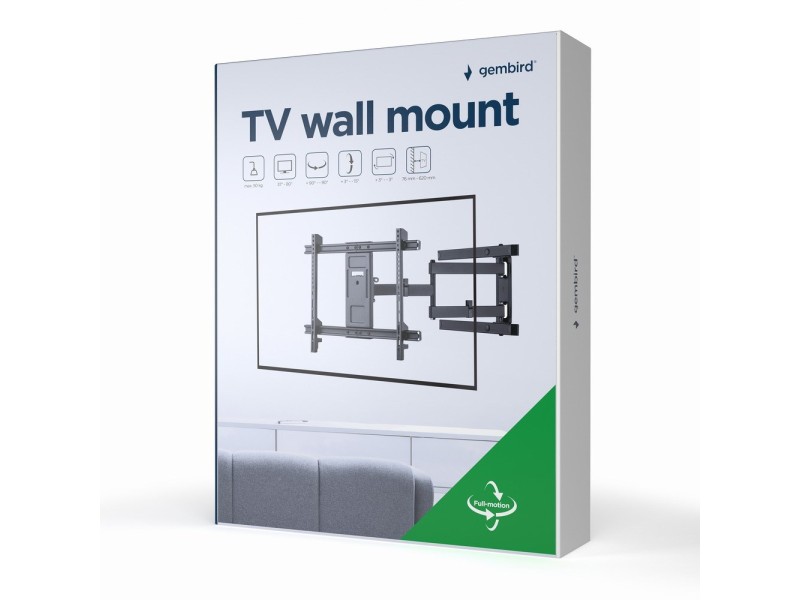 Gembird WM-80ST-05 TV wall mount (full-motion), 37”-80”, up to 50kg