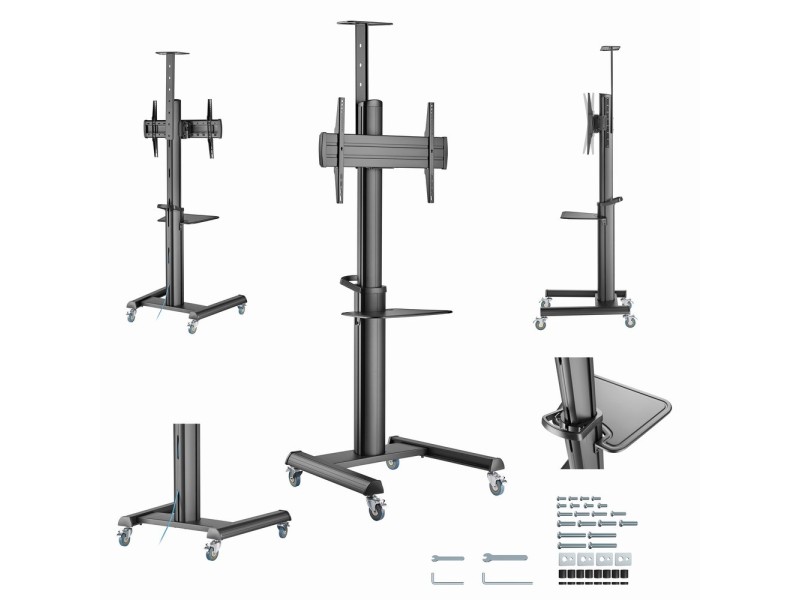 Gembird TVS-70T-02 Aluminum TV floor stand with caster wheels, 37