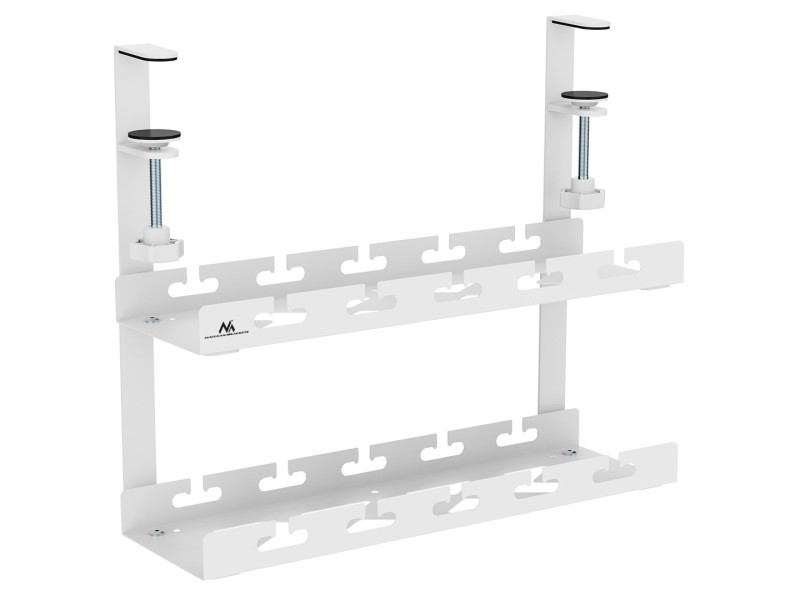 Maclean under-desk cable organizer, max. load 5kg, 2 levels, white, MC-104 W