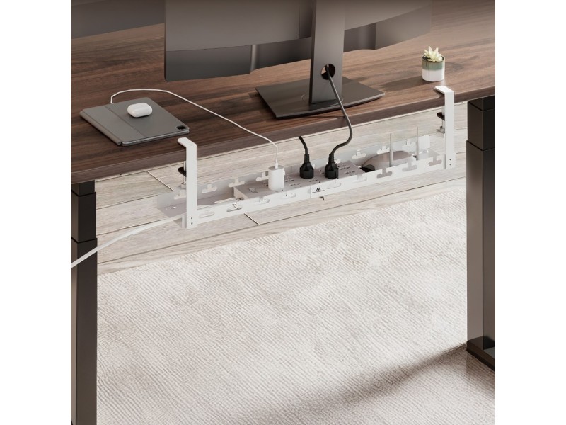 Maclean under-desk cable organizer, max. load 5kg, max. 728mm, 2 levels, white, MC-102 W