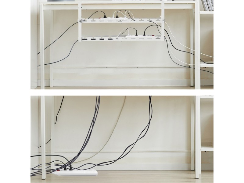 Maclean under-desk cable organizer, max. load 5kg, max. 728mm, 2 levels, white, MC-102 W