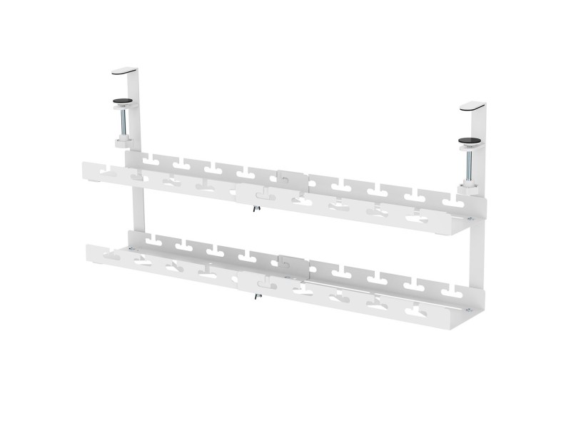 Maclean under-desk cable organizer, max. load 5kg, max. 728mm, 2 levels, white, MC-102 W