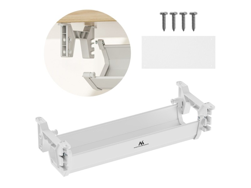 Maclean under-desk cable/extension organizer, max. load 5kg, white, MC-106 W