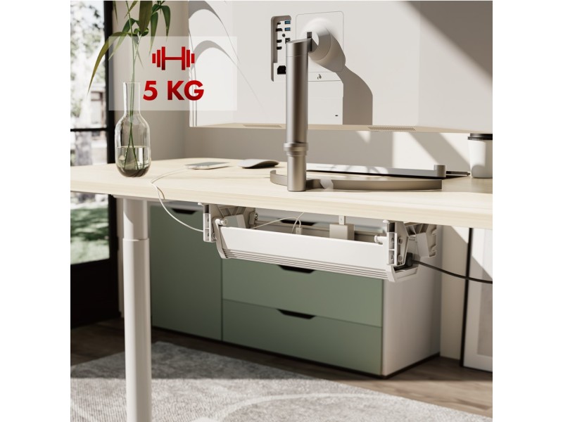 Maclean under-desk cable/extension organizer, max. load 5kg, white, MC-106 W