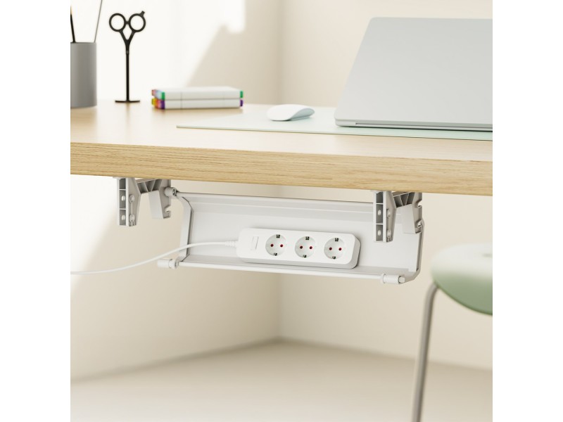 Maclean under-desk cable/extension organizer, max. load 5kg, white, MC-106 W